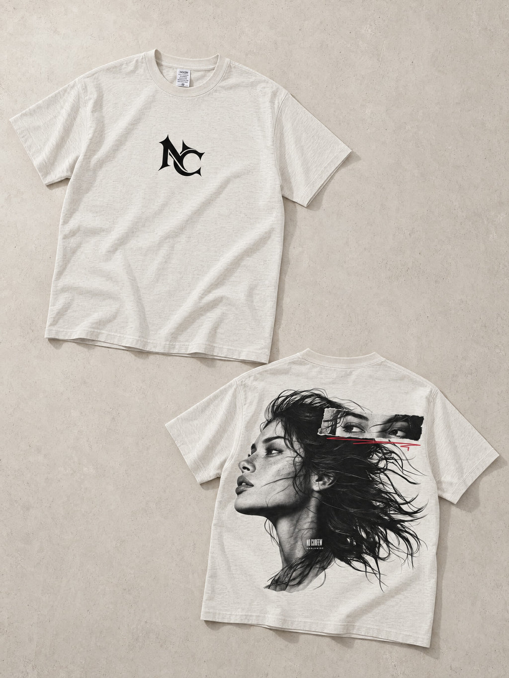 345GSM Unisex Solid-Color Heavyweight Crew Neck T-shirt — front and back flat lay
