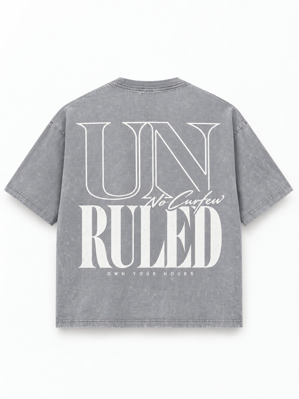285GSM Unisex Boxy-Fit Distressed Fried-Color Snow-Wash Loose T-shirt — garment detail