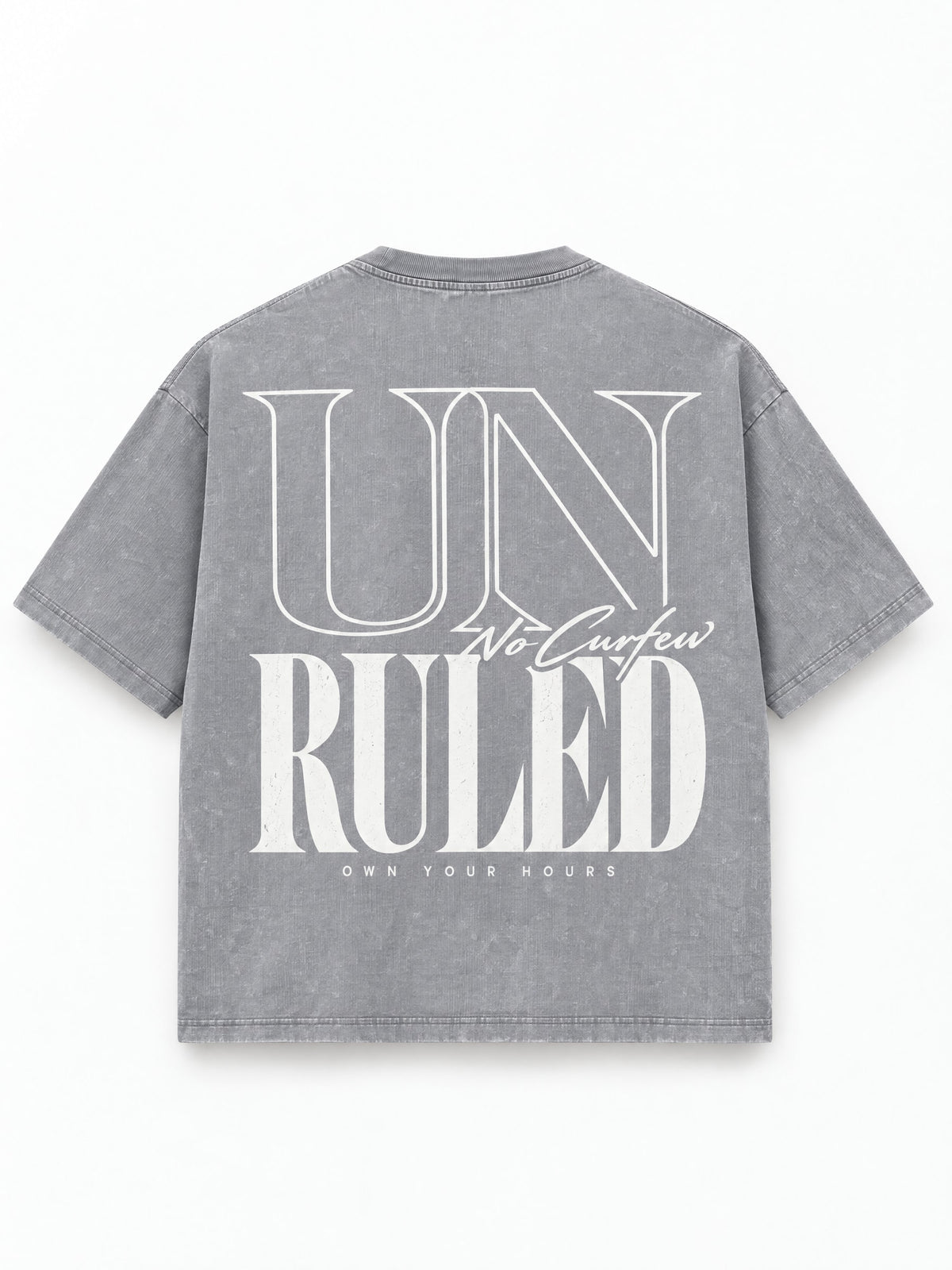 285GSM Unisex Boxy-Fit Distressed Fried-Color Snow-Wash Loose T-shirt — garment detail