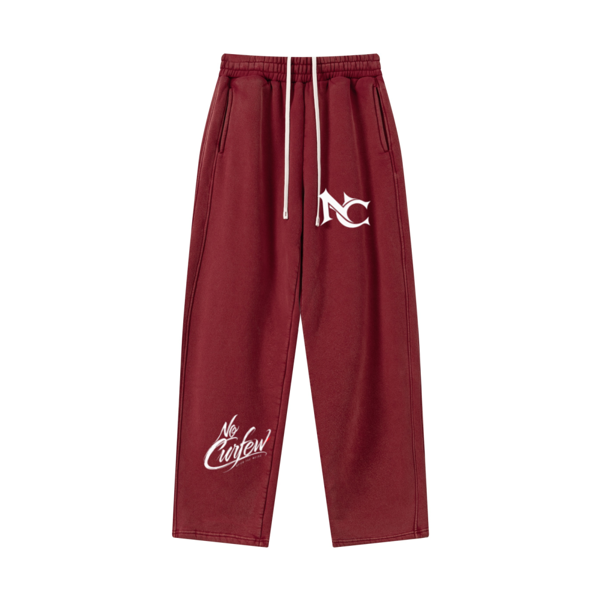 400GSM Men’s Vintage-Wash Scythe-Cut Barrel Pants Vintage Red