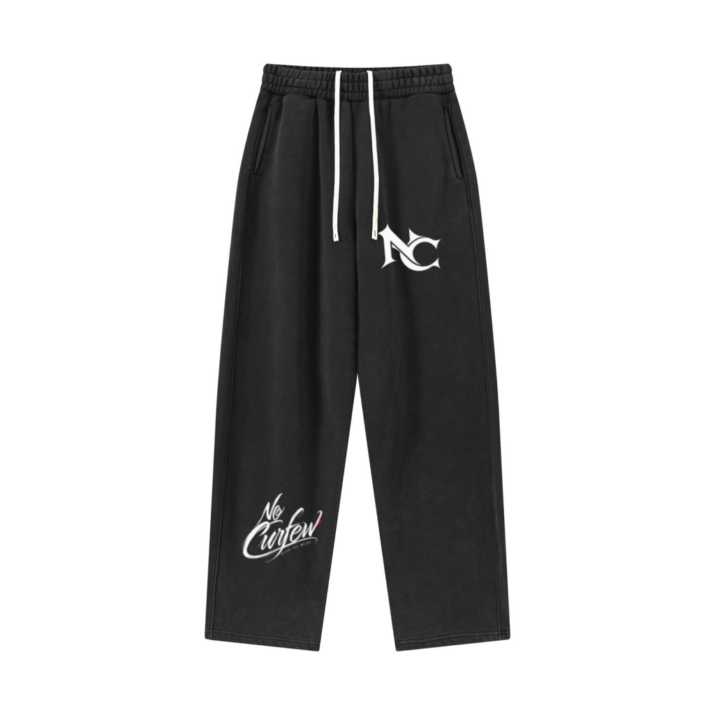 400GSM Men’s Vintage-Wash Scythe-Cut Barrel Pants Vintage Black