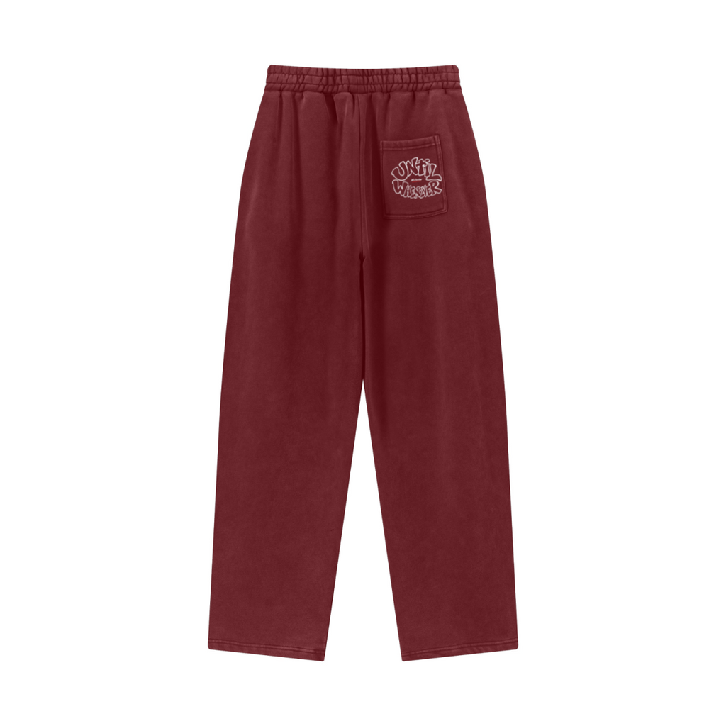 400GSM Men’s Vintage-Wash Scythe-Cut Barrel Pants Vintage Red