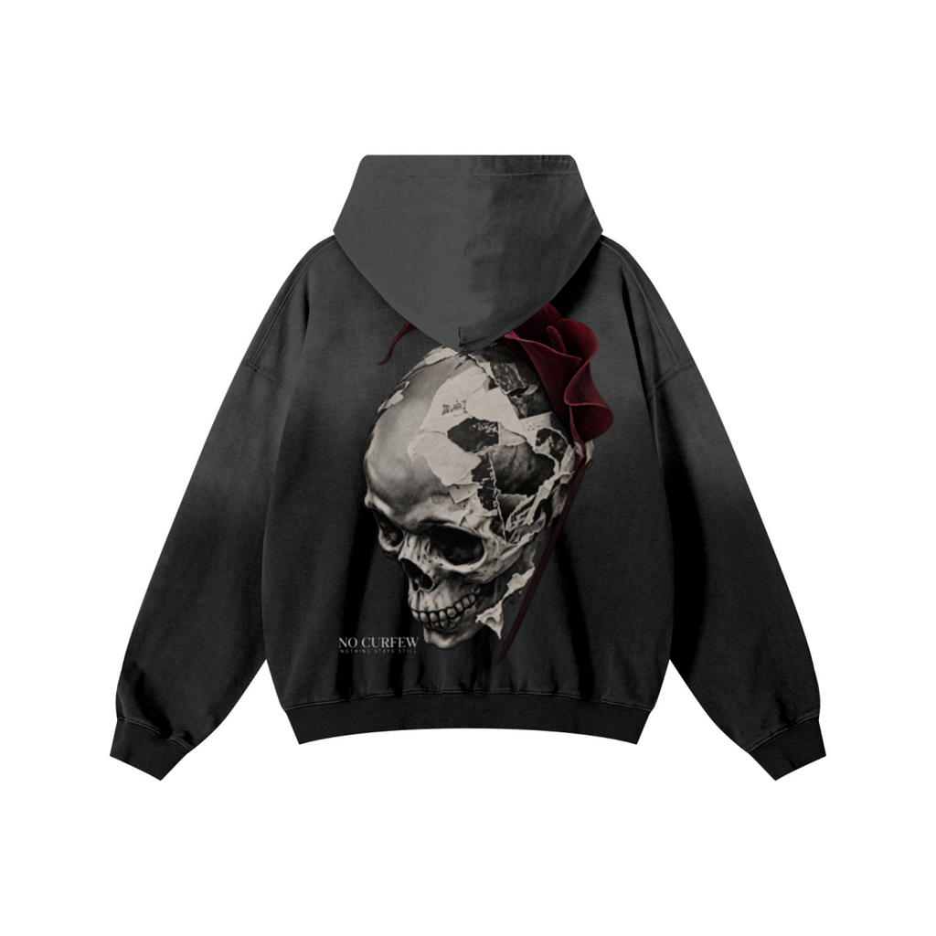 480GSM Unisex Monkey Wash Heavyweight French Terry Hoodie Vintage Black