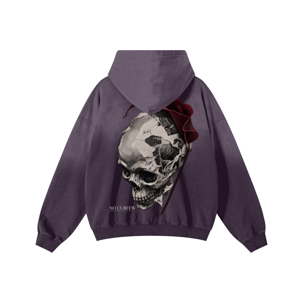 480GSM Unisex Monkey Wash Heavyweight French Terry Hoodie Vintage Purple