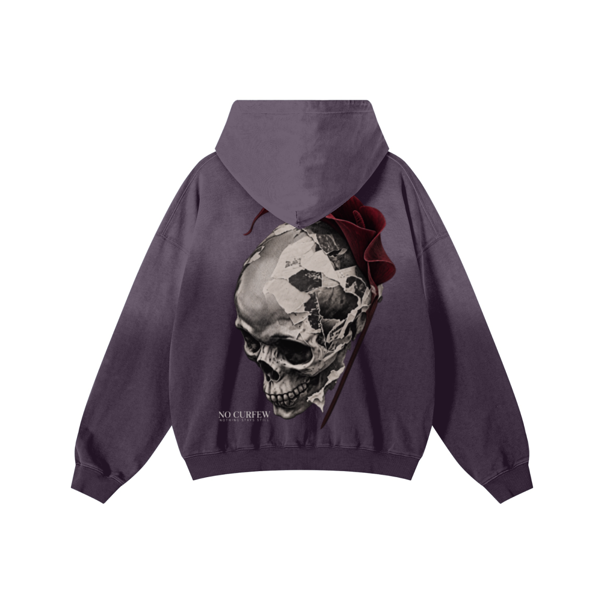 480GSM Unisex Monkey Wash Heavyweight French Terry Hoodie Vintage Purple