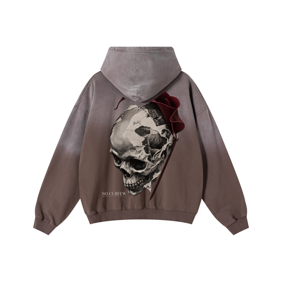 480GSM Unisex Monkey Wash Heavyweight French Terry Hoodie Vintage Brown