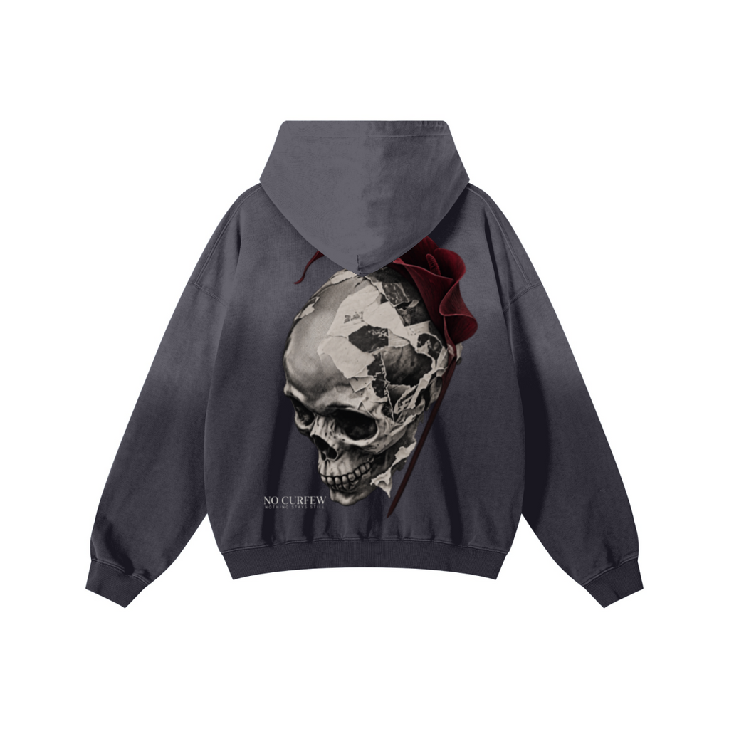 480GSM Unisex Monkey Wash Heavyweight French Terry Hoodie Vintage Charcoal Grey