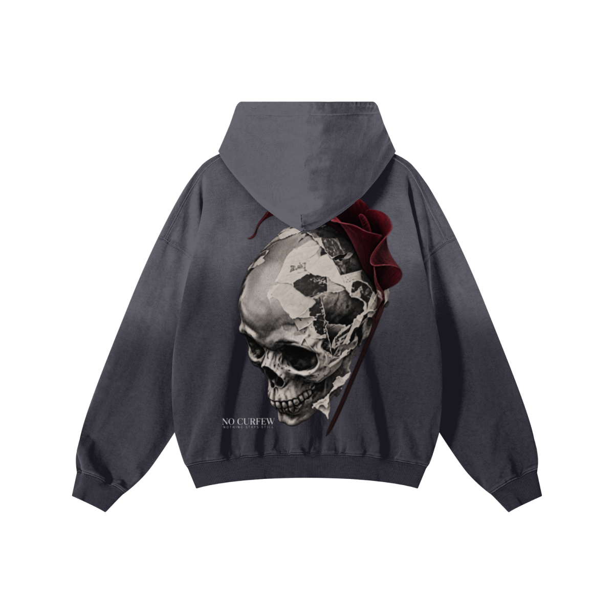 480GSM Unisex Monkey Wash Heavyweight French Terry Hoodie Vintage Charcoal Grey