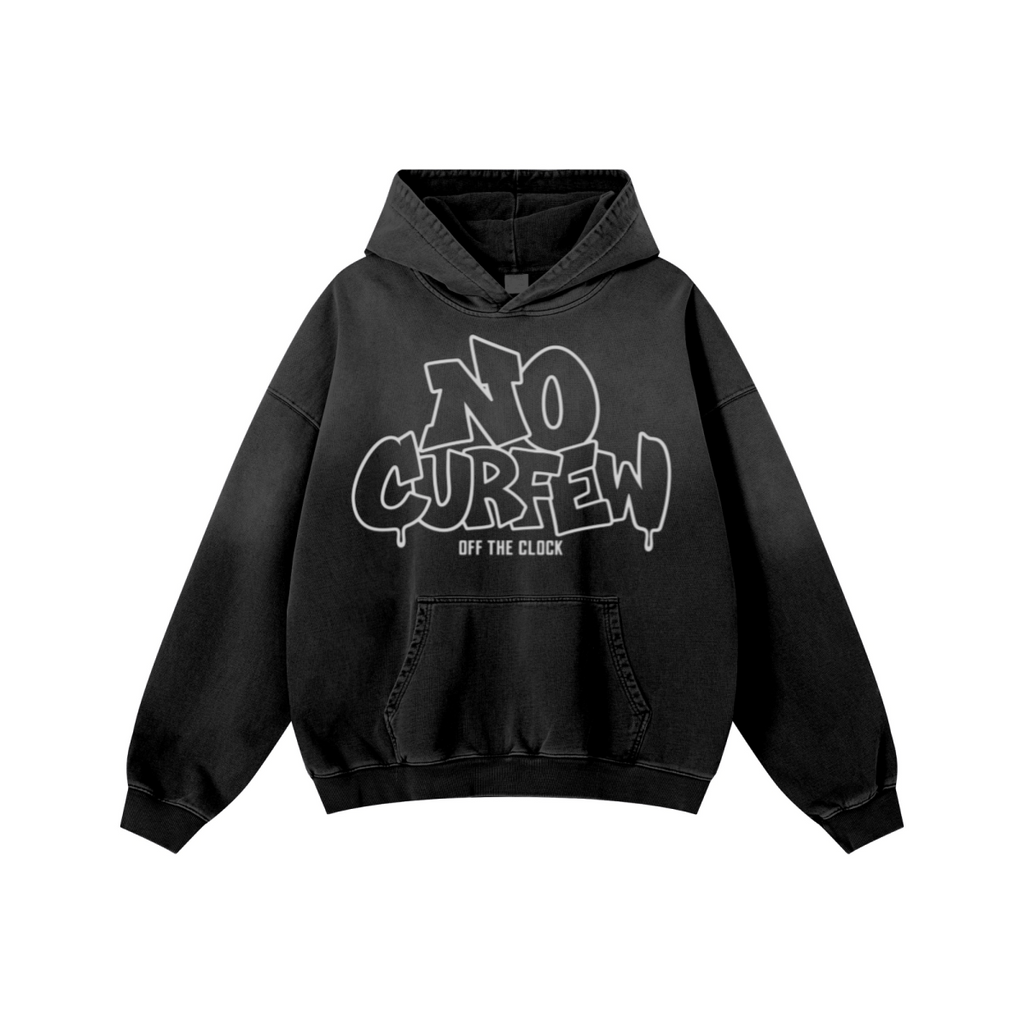 480GSM Unisex Monkey Wash Heavyweight French Terry Hoodie Vintage Black