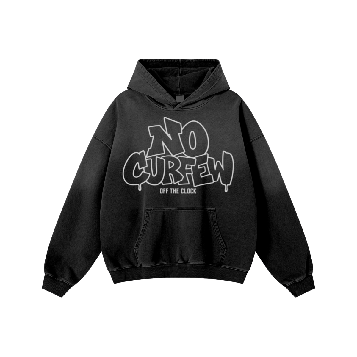 480GSM Unisex Monkey Wash Heavyweight French Terry Hoodie Vintage Black