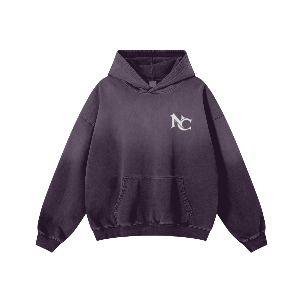 480GSM Unisex Monkey Wash Heavyweight French Terry Hoodie Vintage Purple