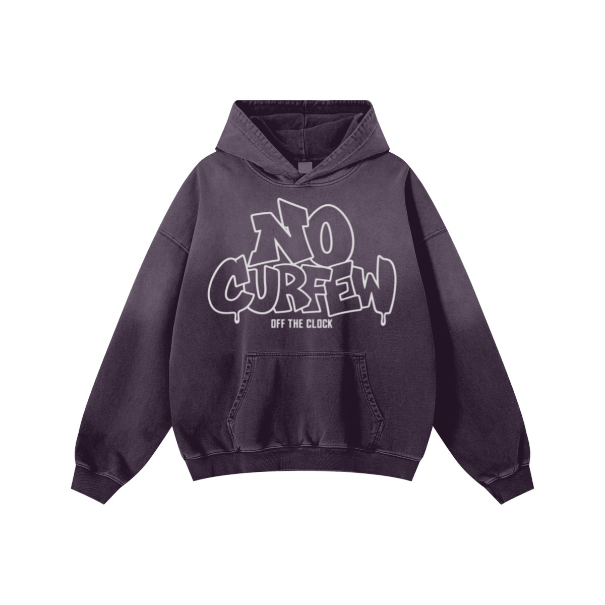 480GSM Unisex Monkey Wash Heavyweight French Terry Hoodie Vintage Purple