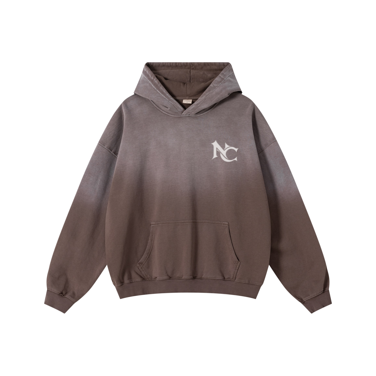 480GSM Unisex Monkey Wash Heavyweight French Terry Hoodie Vintage Brown