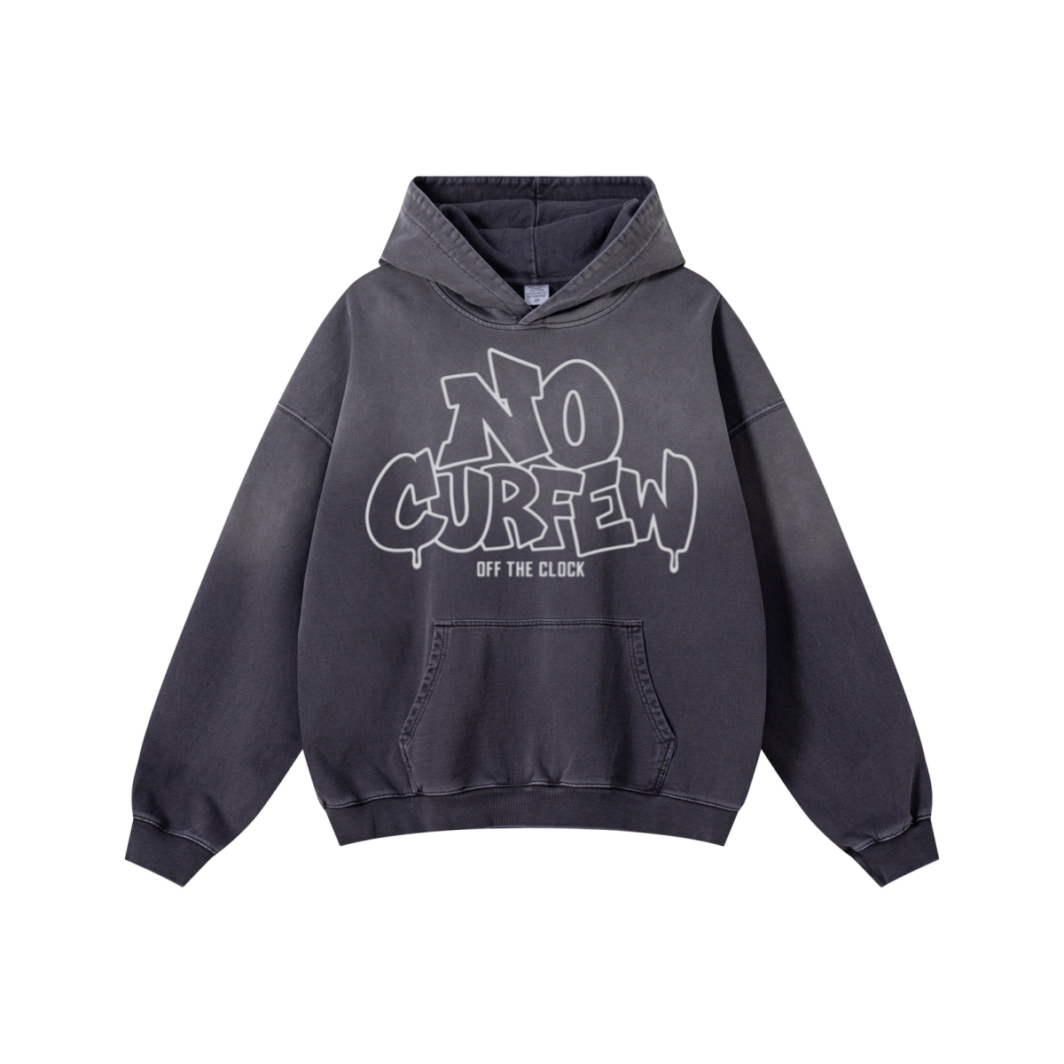 480GSM Unisex Monkey Wash Heavyweight French Terry Hoodie Vintage Charcoal Grey