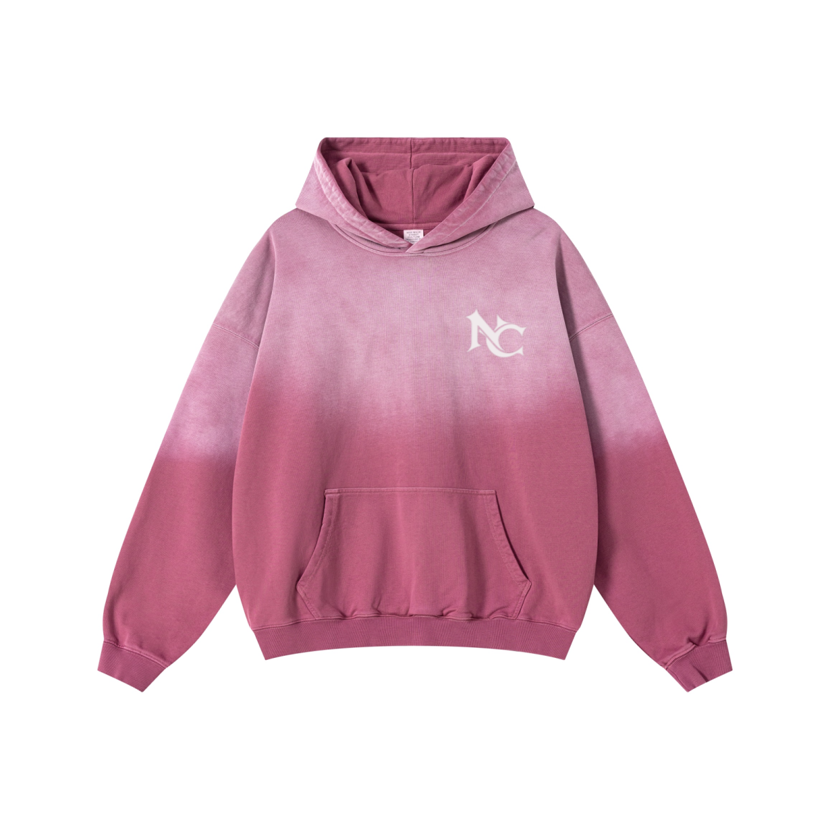 480GSM Unisex Monkey Wash Heavyweight French Terry Hoodie Vintage Faded Red