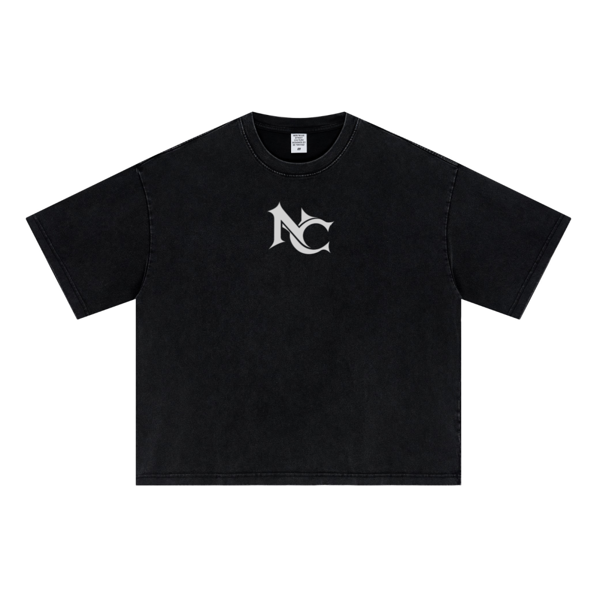 285GSM Unisex Boxy-Fit Distressed Fried-Color Snow-Wash Loose T-shirt Vintage Black