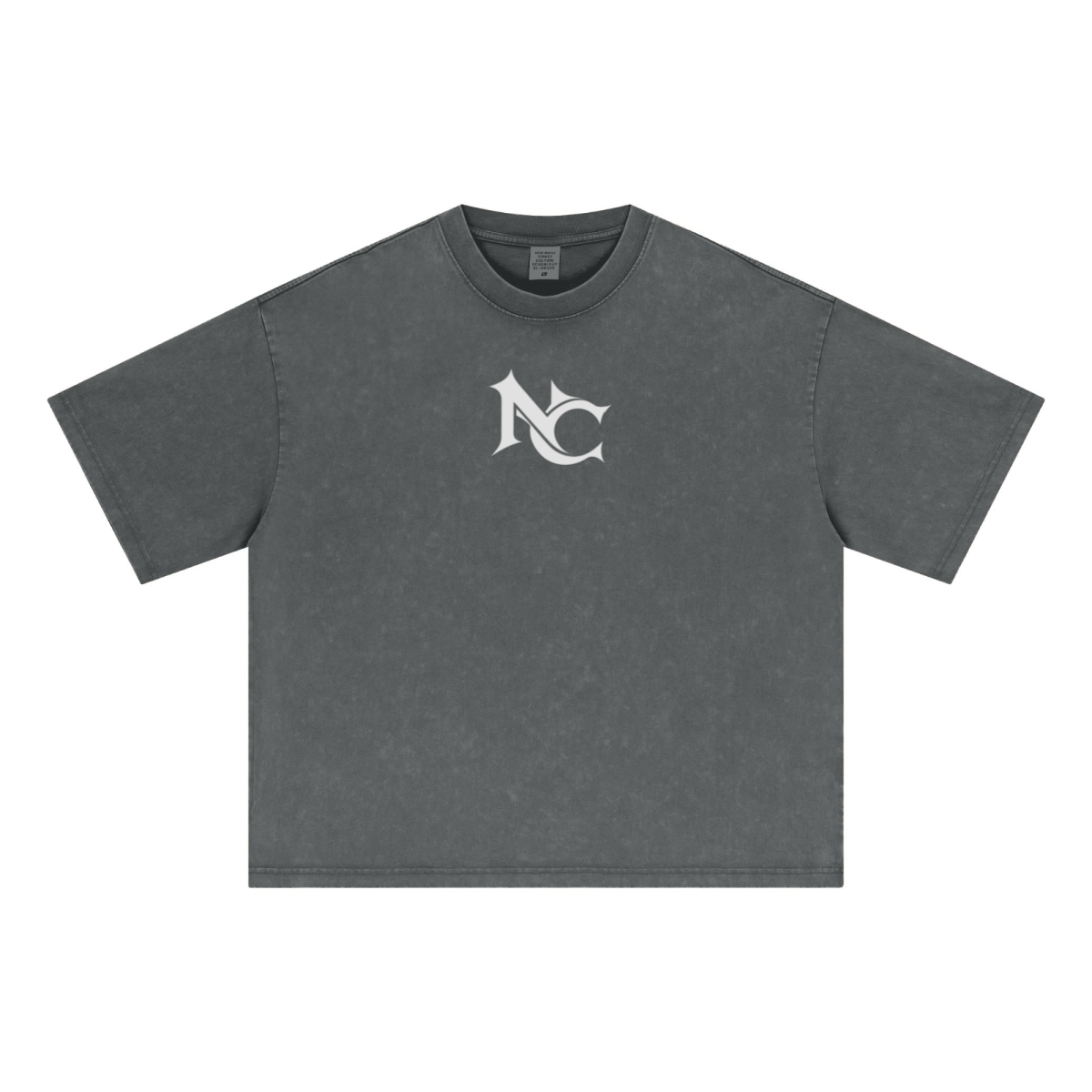 285GSM Unisex Boxy-Fit Distressed Fried-Color Snow-Wash Loose T-shirt Vintage Dark Gray