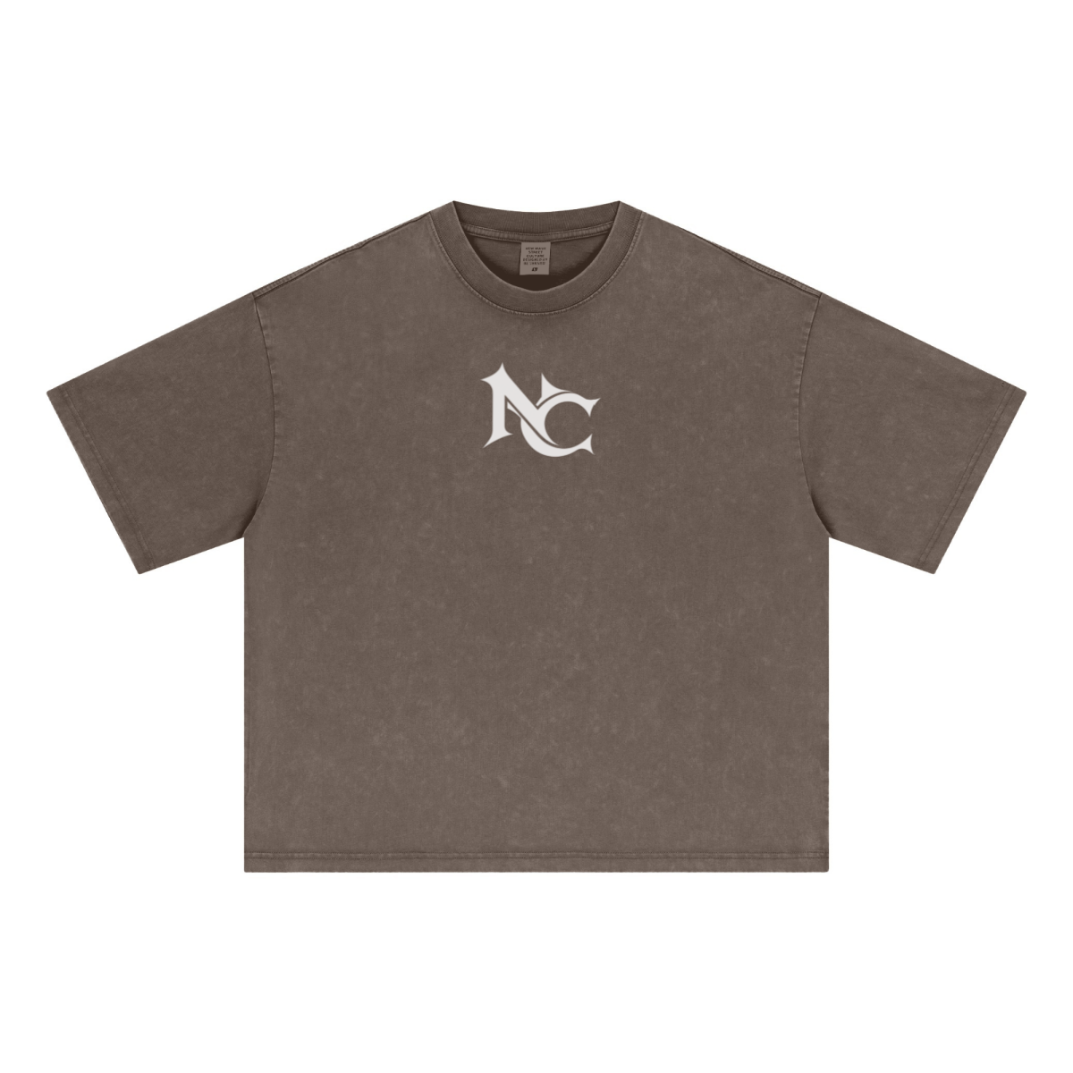 285GSM Unisex Boxy-Fit Distressed Fried-Color Snow-Wash Loose T-shirt Vintage Brown