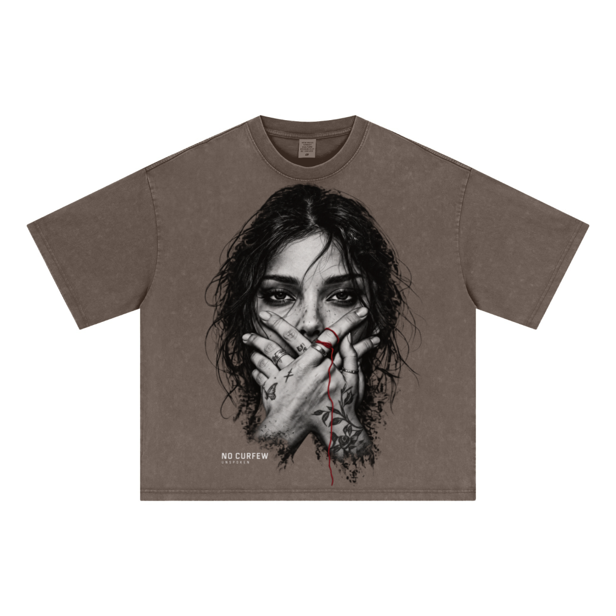 285GSM Unisex Boxy-Fit Distressed Fried-Color Snow-Wash Loose T-shirt Vintage Brown