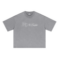 285GSM Unisex Boxy-Fit Distressed Fried-Color Snow-Wash Loose T-shirt Vintage Medium Gray