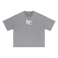 285GSM Unisex Boxy-Fit Distressed Fried-Color Snow-Wash Loose T-shirt Vintage Medium Gray