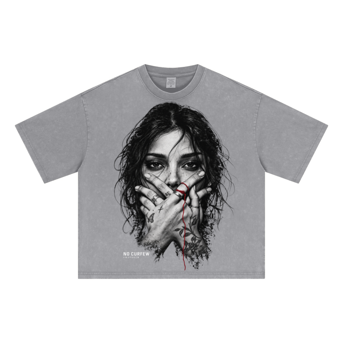 285GSM Unisex Boxy-Fit Distressed Fried-Color Snow-Wash Loose T-shirt Vintage Medium Gray