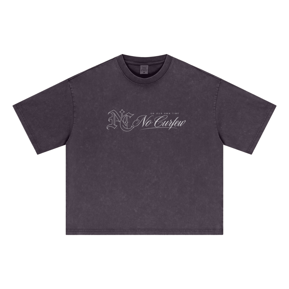 285GSM Unisex Boxy-Fit Distressed Fried-Color Snow-Wash Loose T-shirt Vintage Plum Purple