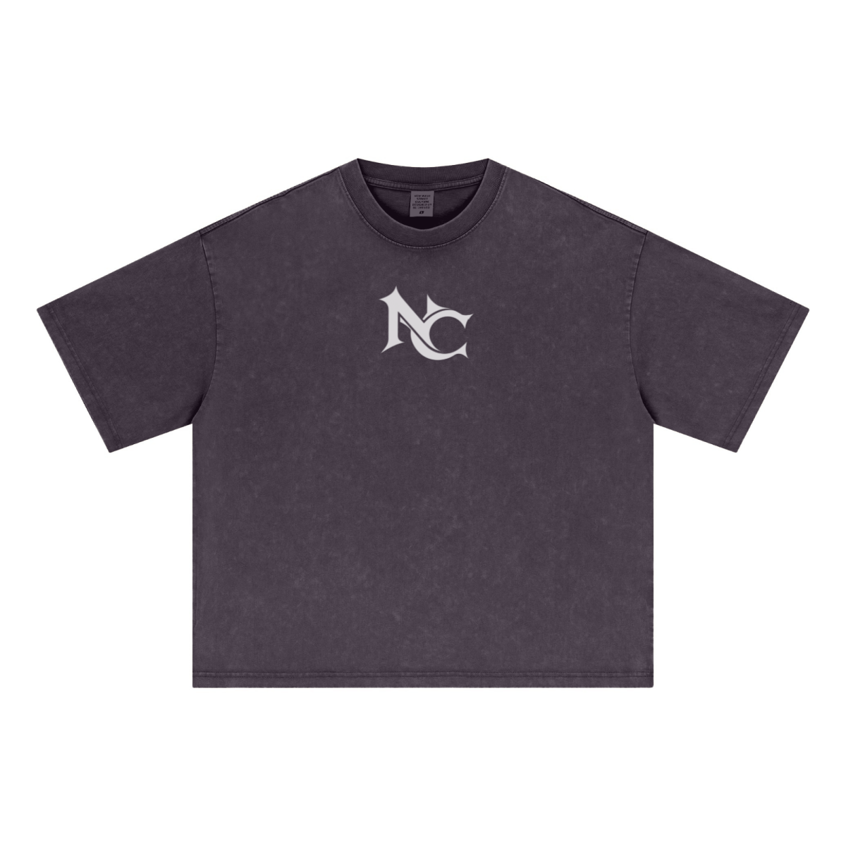 285GSM Unisex Boxy-Fit Distressed Fried-Color Snow-Wash Loose T-shirt Vintage Plum Purple