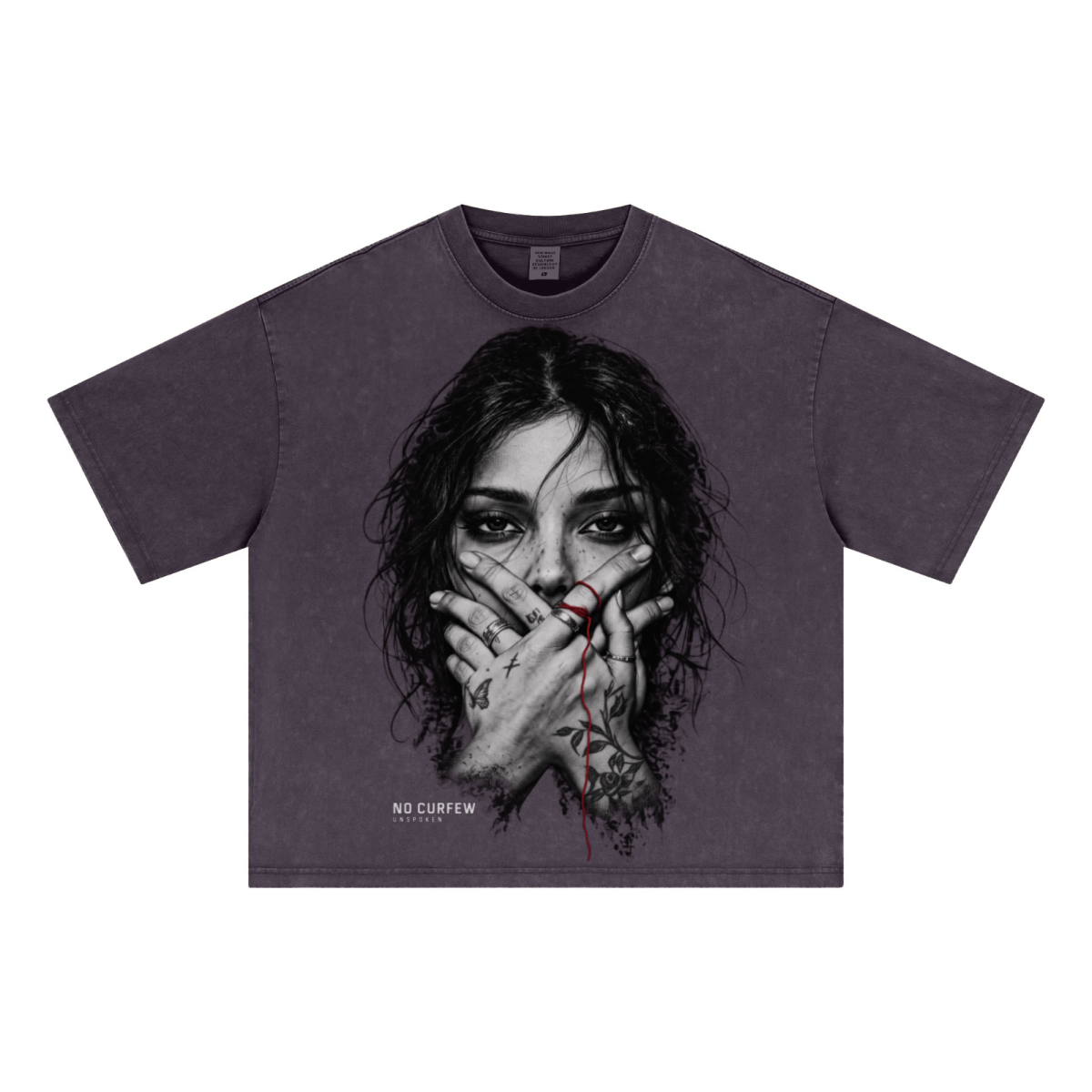 285GSM Unisex Boxy-Fit Distressed Fried-Color Snow-Wash Loose T-shirt Vintage Plum Purple