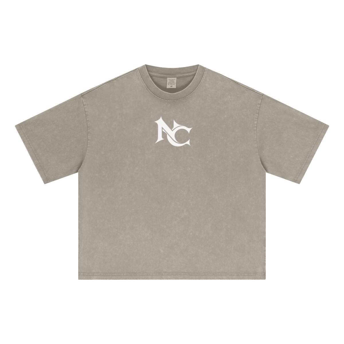 285GSM Unisex Boxy-Fit Distressed Fried-Color Snow-Wash Loose T-shirt Vintage Khaki
