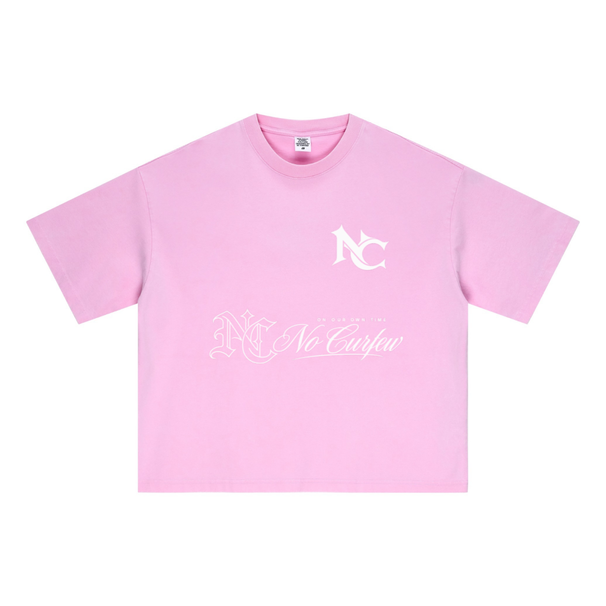 285GSM Unisex Boxy-Fit Distressed Fried-Color Snow-Wash Loose T-shirt Vintage Peach Pink