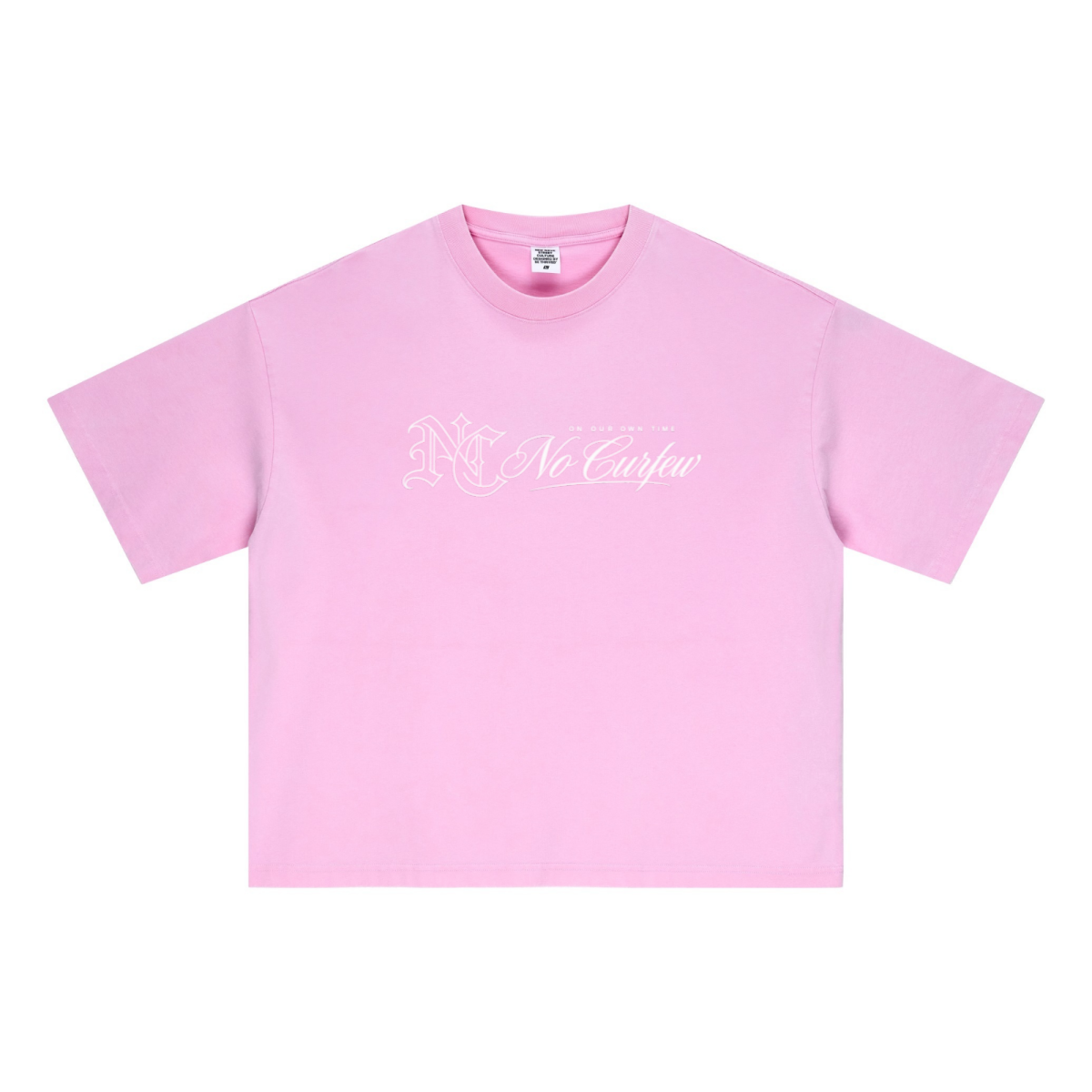 285GSM Unisex Boxy-Fit Distressed Fried-Color Snow-Wash Loose T-shirt Vintage Peach Pink