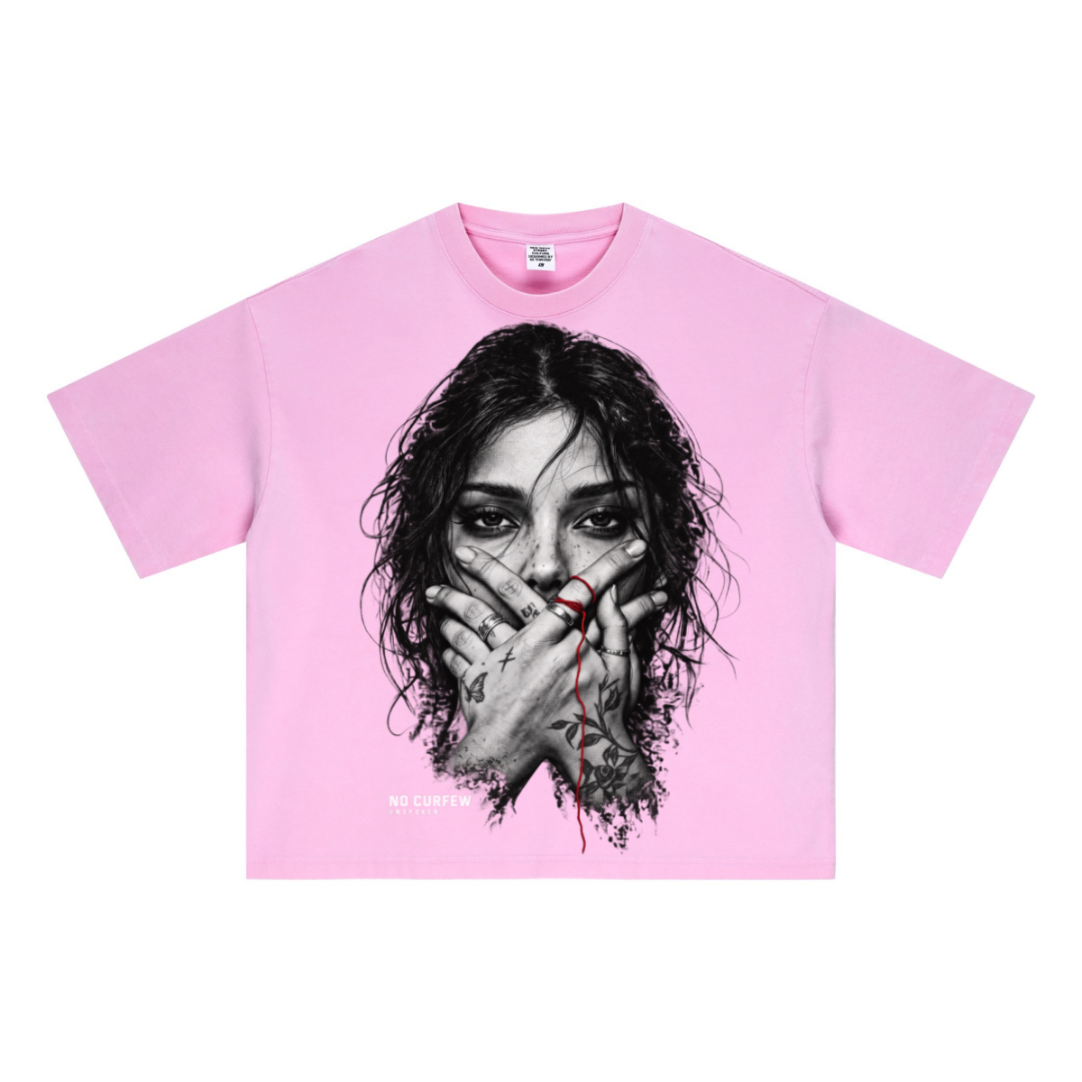 285GSM Unisex Boxy-Fit Distressed Fried-Color Snow-Wash Loose T-shirt Vintage Peach Pink