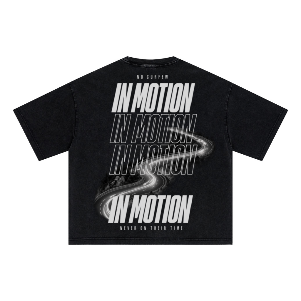 285GSM Unisex Boxy-Fit Distressed Fried-Color Snow-Wash Loose T-shirt Vintage Black