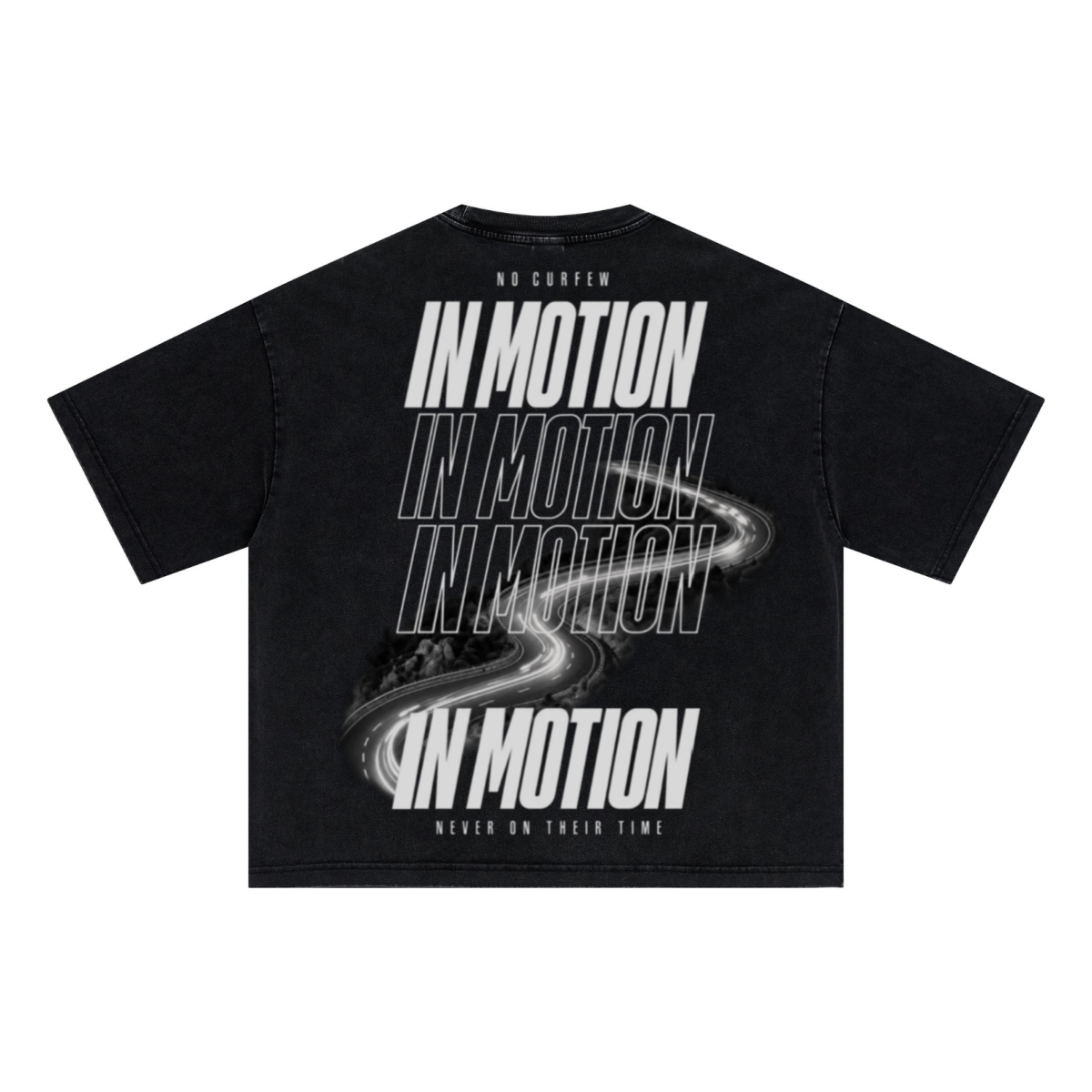 285GSM Unisex Boxy-Fit Distressed Fried-Color Snow-Wash Loose T-shirt Vintage Black