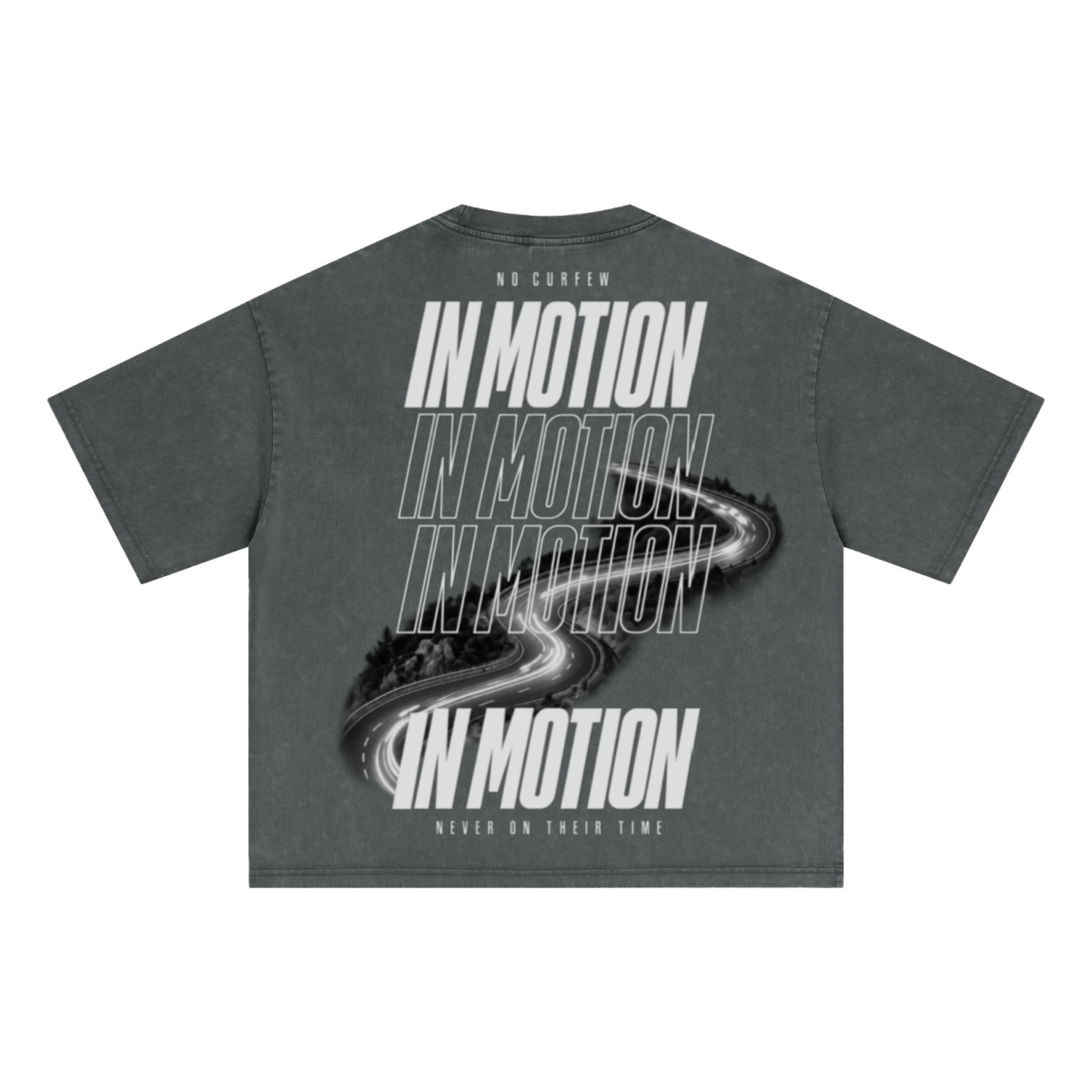 285GSM Unisex Boxy-Fit Distressed Fried-Color Snow-Wash Loose T-shirt Vintage Dark Gray