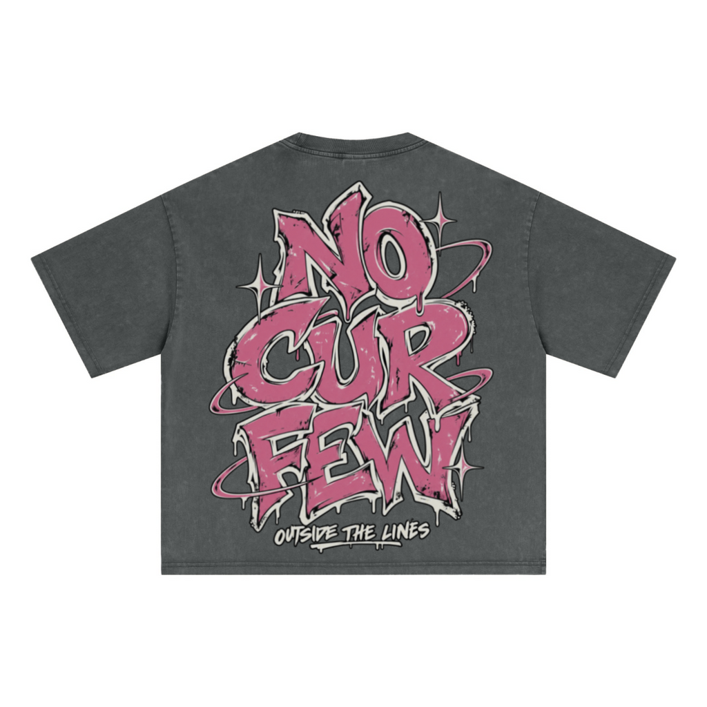 285GSM Unisex Boxy-Fit Distressed Fried-Color Snow-Wash Loose T-shirt Vintage Dark Gray