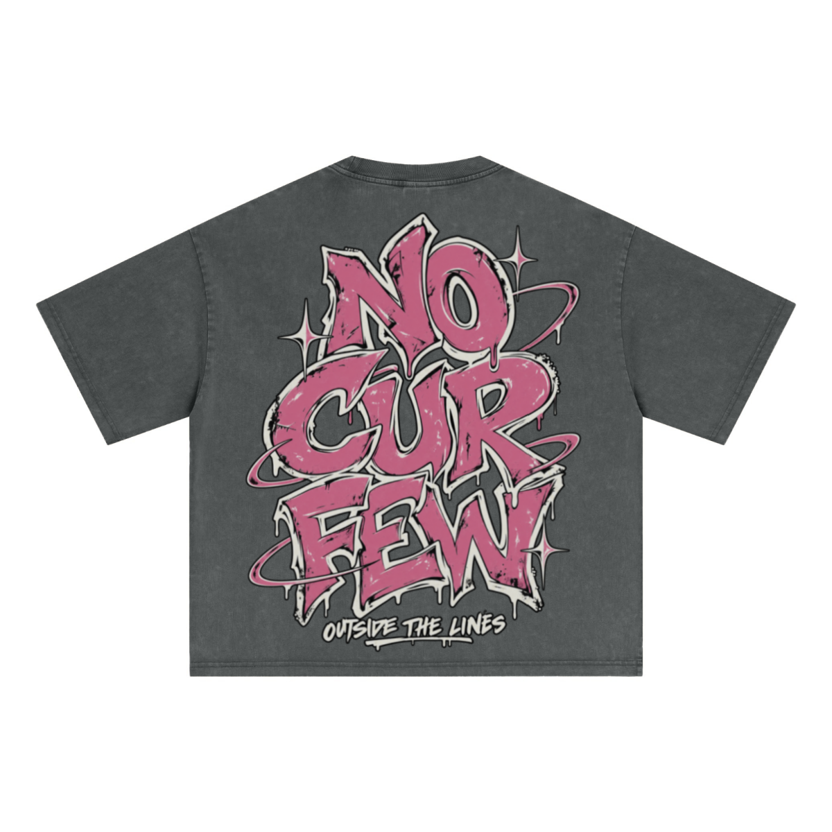 285GSM Unisex Boxy-Fit Distressed Fried-Color Snow-Wash Loose T-shirt Vintage Dark Gray