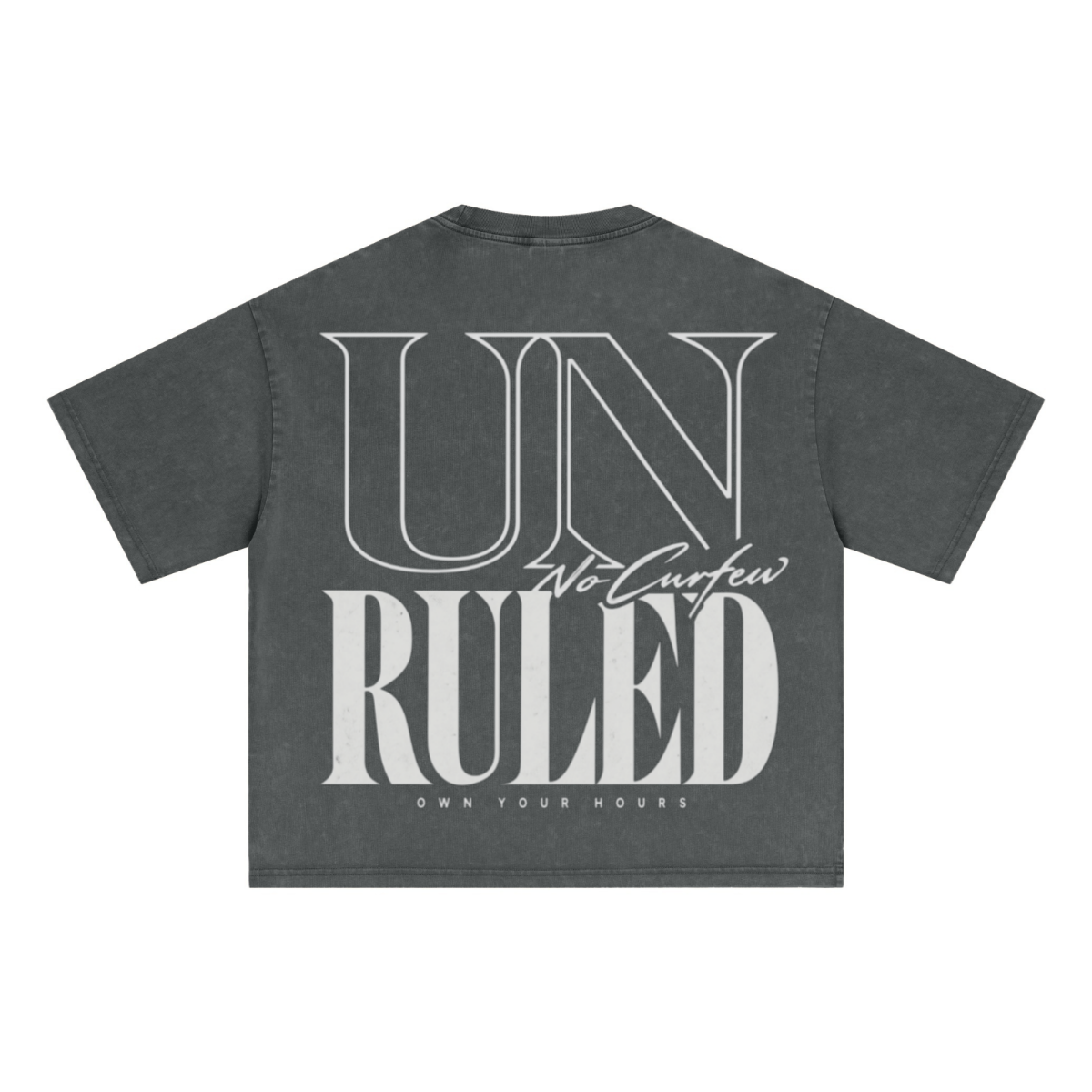 285GSM Unisex Boxy-Fit Distressed Fried-Color Snow-Wash Loose T-shirt Vintage Dark Gray