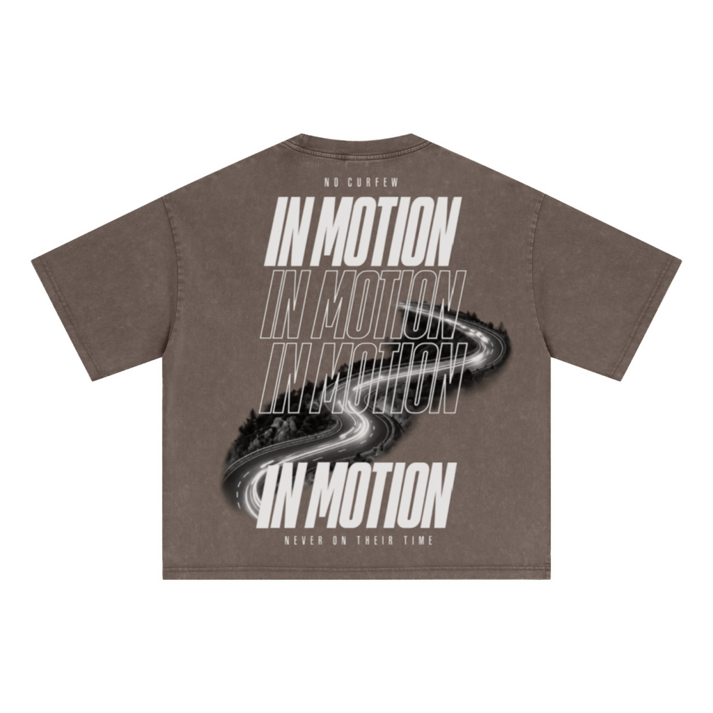 285GSM Unisex Boxy-Fit Distressed Fried-Color Snow-Wash Loose T-shirt Vintage Brown