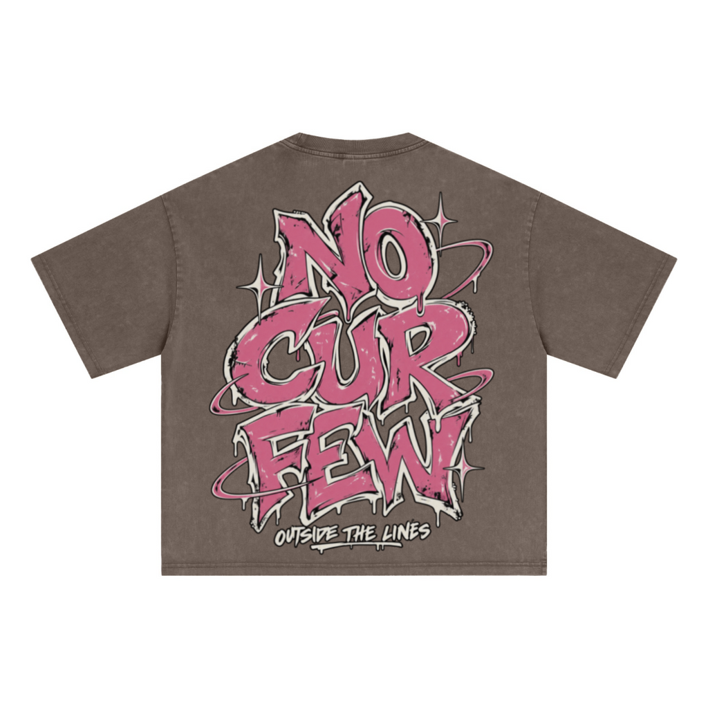 285GSM Unisex Boxy-Fit Distressed Fried-Color Snow-Wash Loose T-shirt Vintage Brown