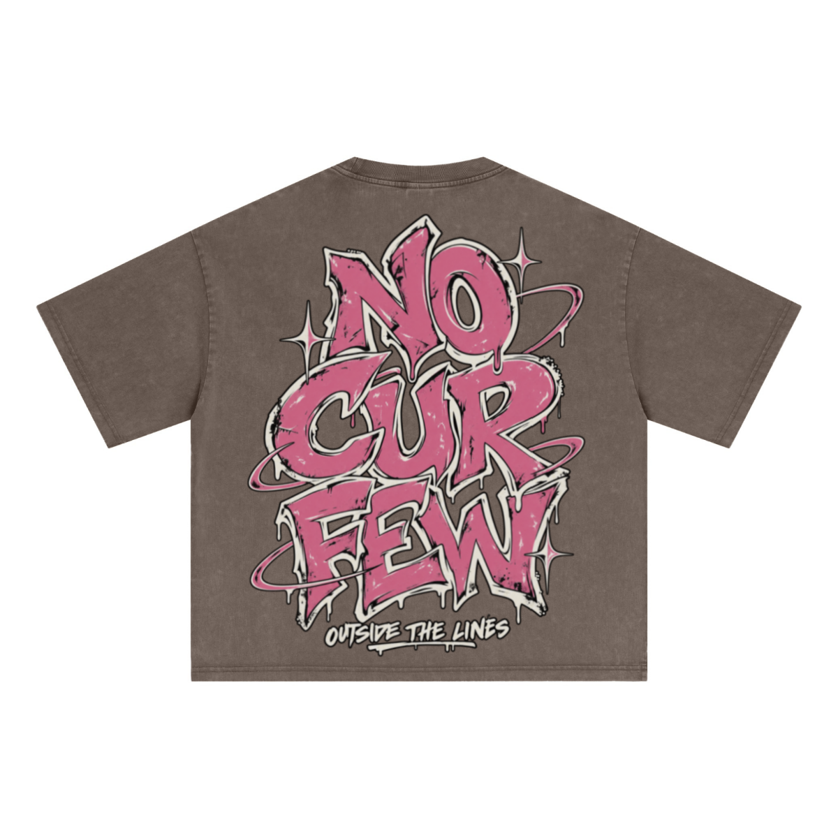 285GSM Unisex Boxy-Fit Distressed Fried-Color Snow-Wash Loose T-shirt Vintage Brown
