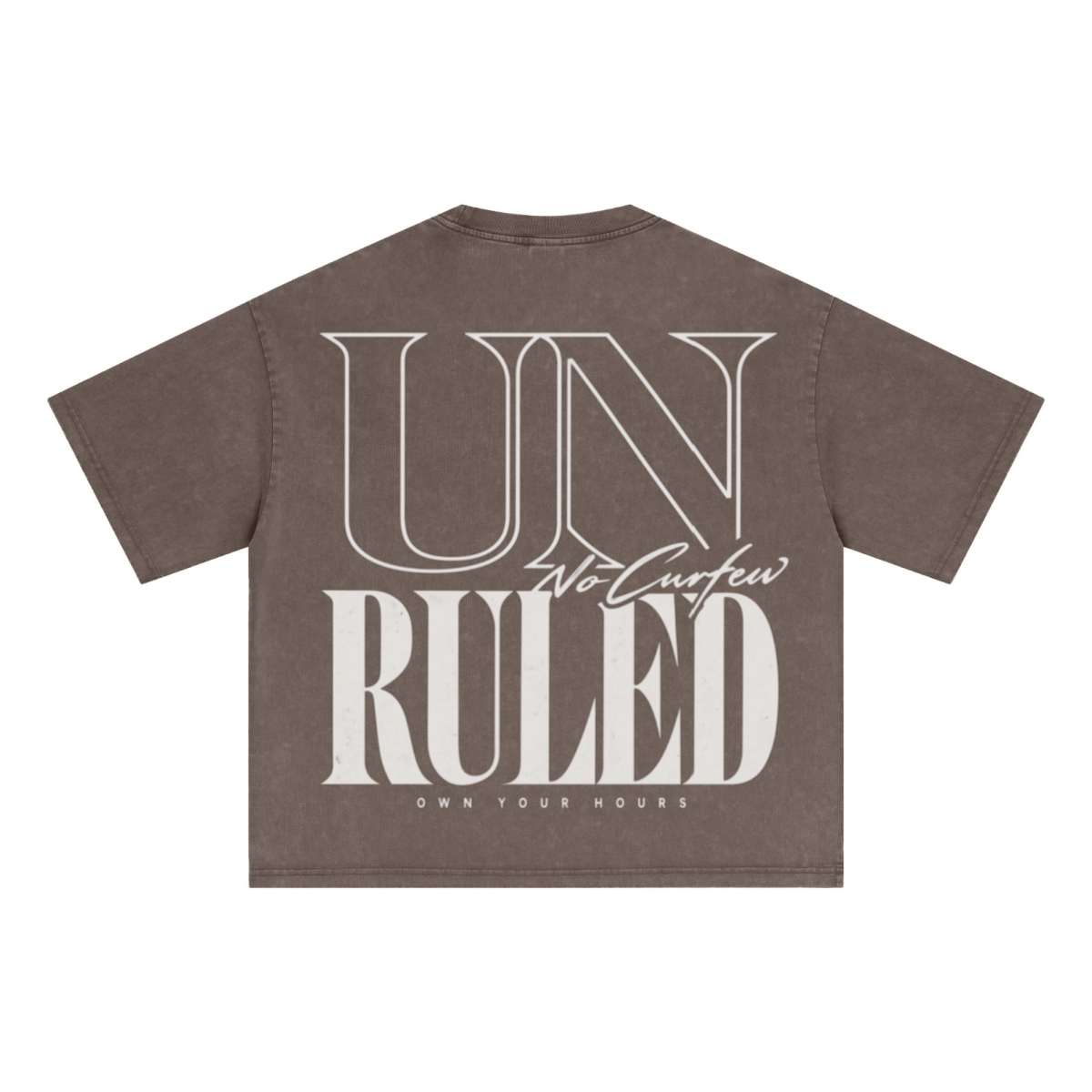285GSM Unisex Boxy-Fit Distressed Fried-Color Snow-Wash Loose T-shirt Vintage Brown