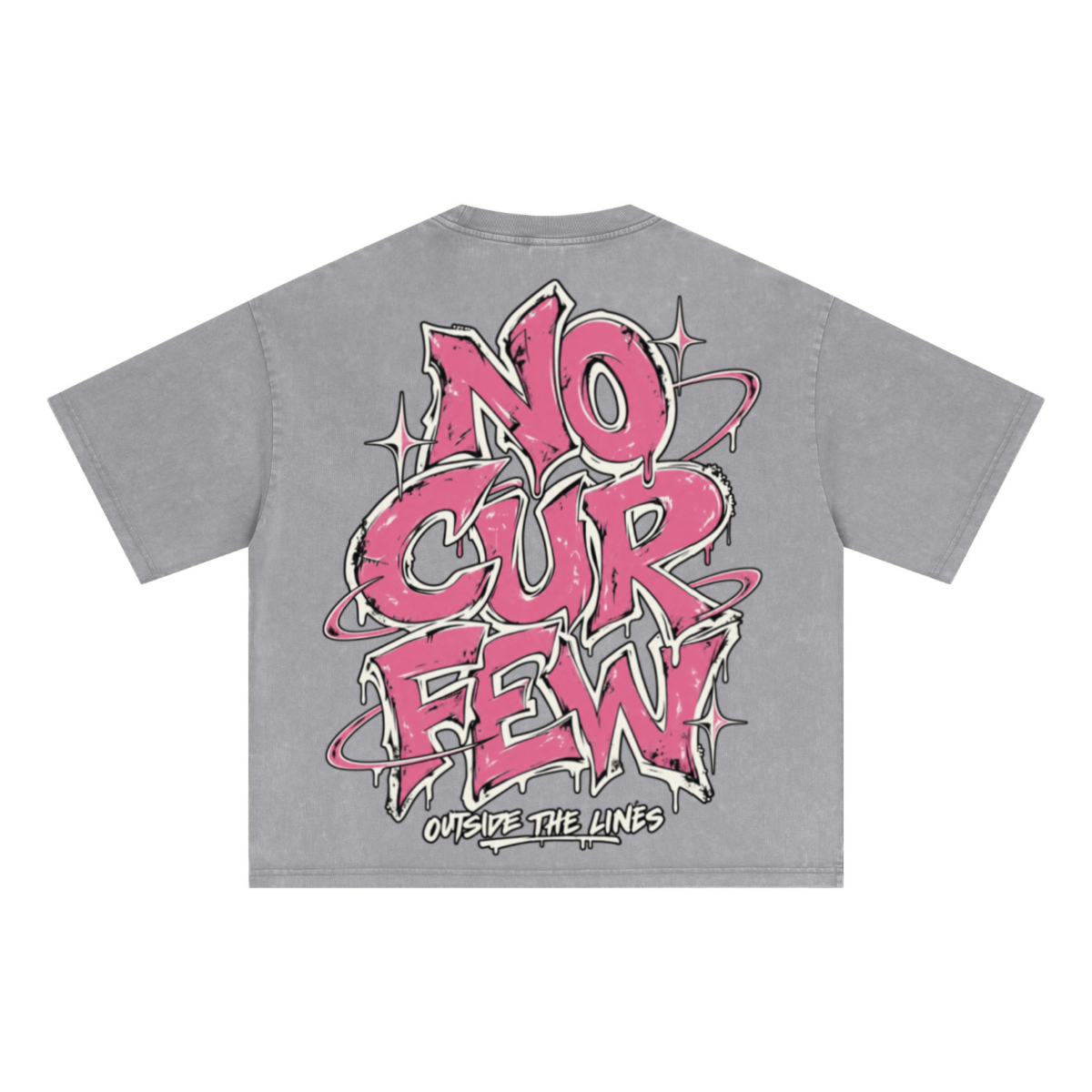 285GSM Unisex Boxy-Fit Distressed Fried-Color Snow-Wash Loose T-shirt Vintage Medium Gray