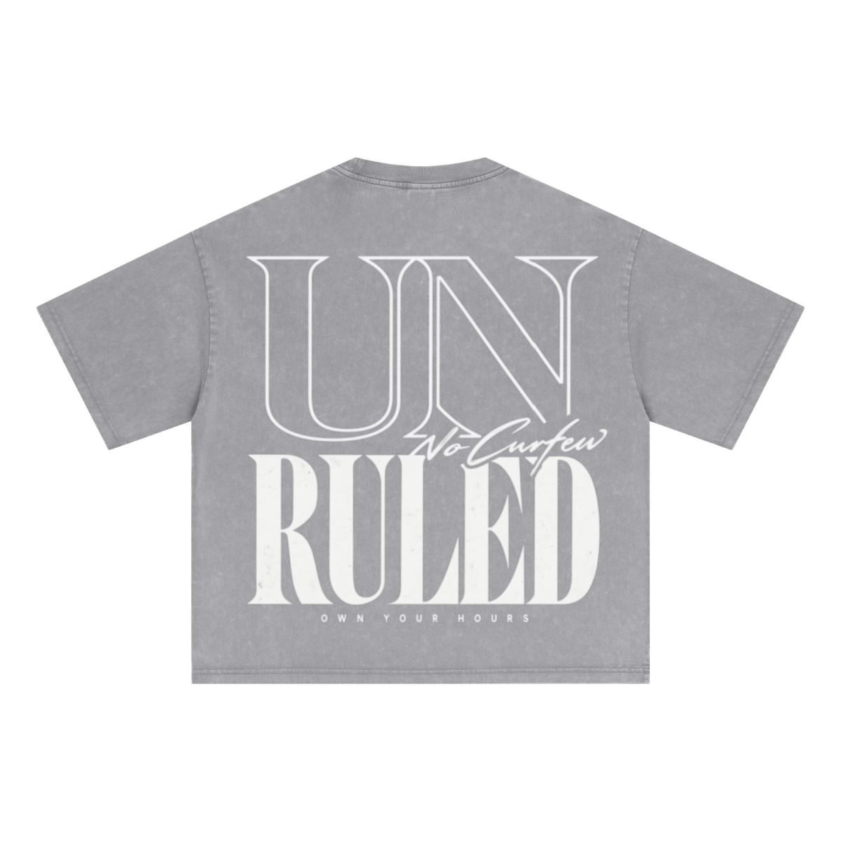 285GSM Unisex Boxy-Fit Distressed Fried-Color Snow-Wash Loose T-shirt Vintage Medium Gray