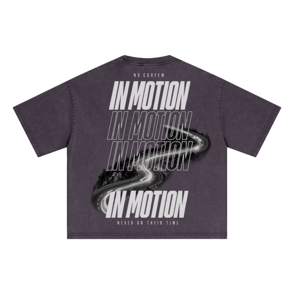 285GSM Unisex Boxy-Fit Distressed Fried-Color Snow-Wash Loose T-shirt Vintage Plum Purple