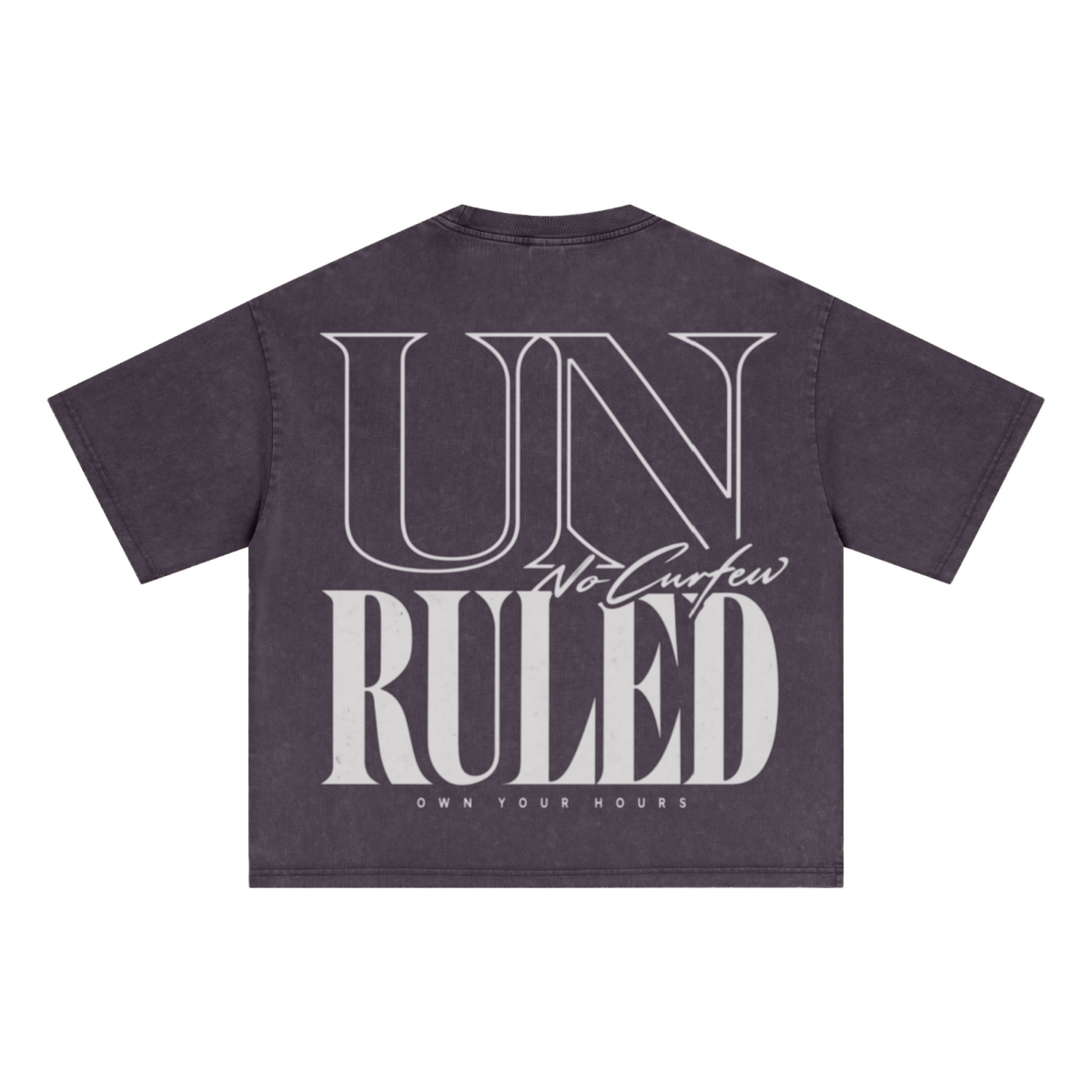 285GSM Unisex Boxy-Fit Distressed Fried-Color Snow-Wash Loose T-shirt Vintage Plum Purple