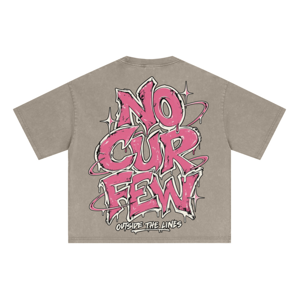 285GSM Unisex Boxy-Fit Distressed Fried-Color Snow-Wash Loose T-shirt Vintage Khaki
