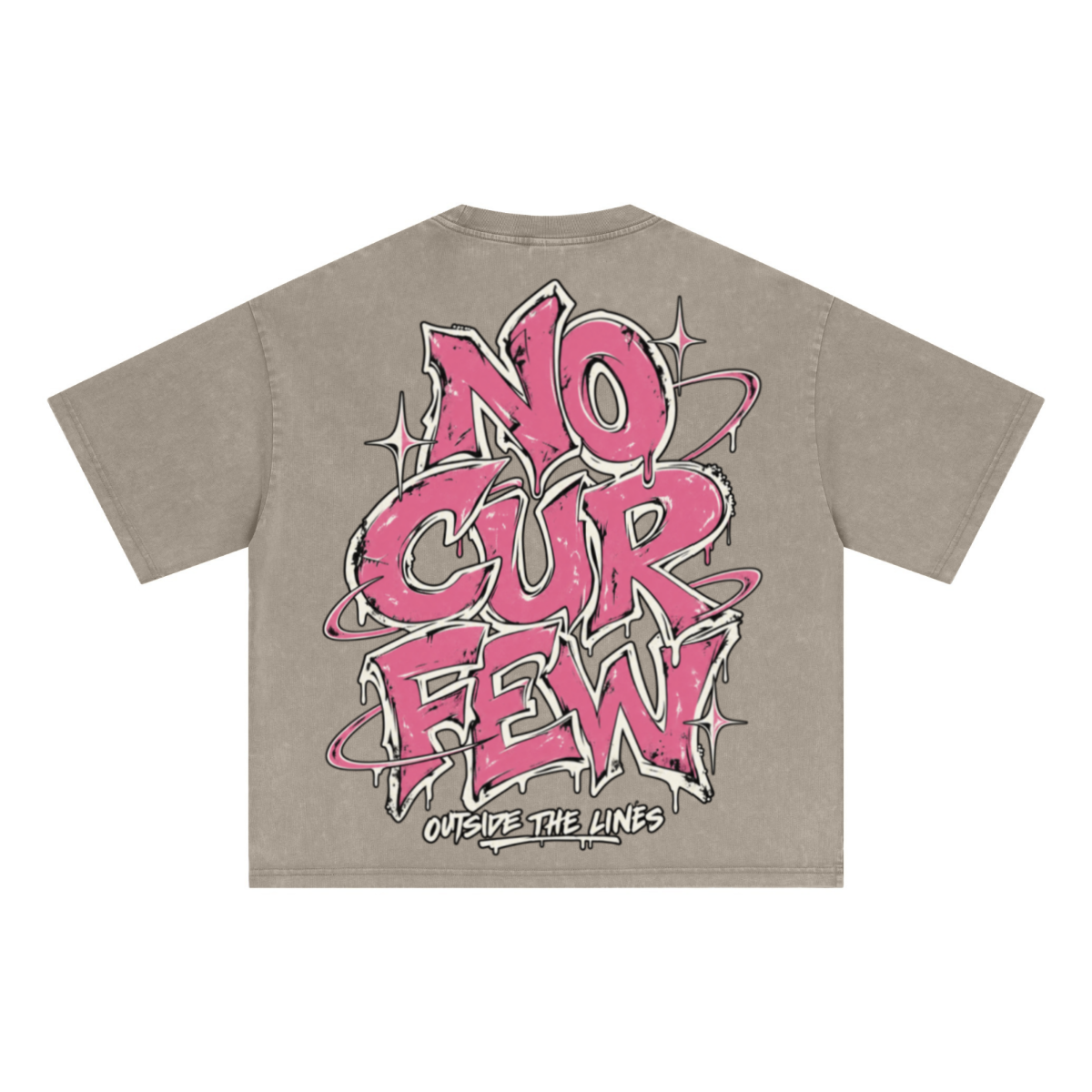 285GSM Unisex Boxy-Fit Distressed Fried-Color Snow-Wash Loose T-shirt Vintage Khaki