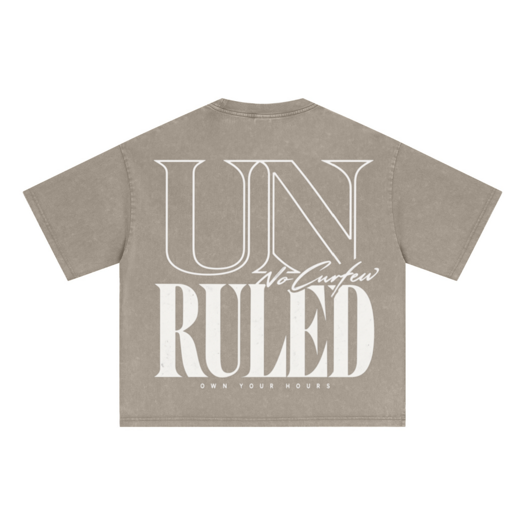 285GSM Unisex Boxy-Fit Distressed Fried-Color Snow-Wash Loose T-shirt Vintage Khaki